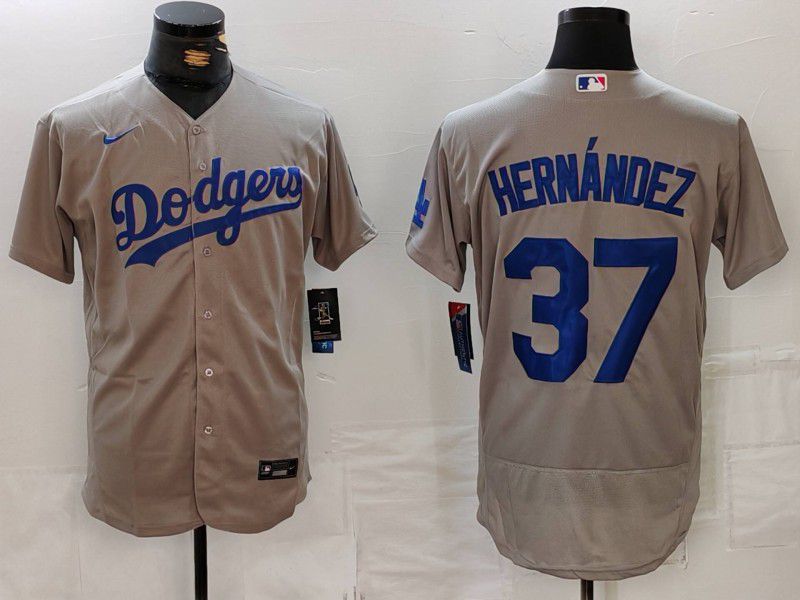 Men Los Angeles Dodgers #37 Hernandez Grey Nike Elite 2024 MLB Jersey style 726->los angeles dodgers->MLB Jersey